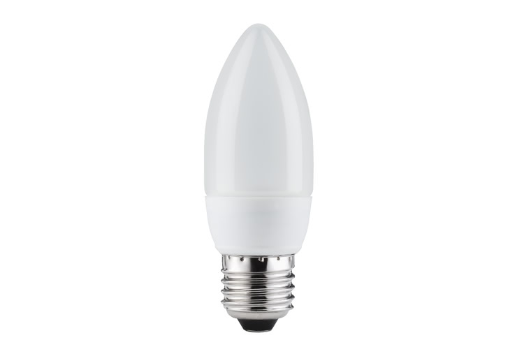 Paulmann. 89117 Экономная лампа свеча электроник, опал, E27, 132мм 7W