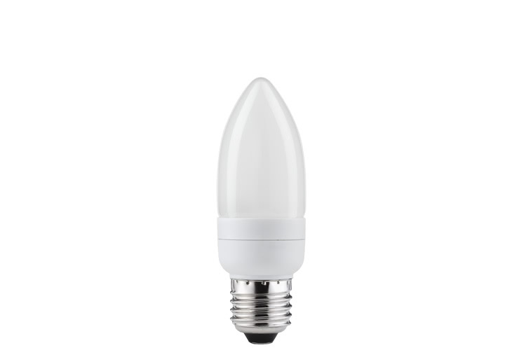 Paulmann. 89119 Экономная лампа свеча электроник, опал, E27, 155мм 9W